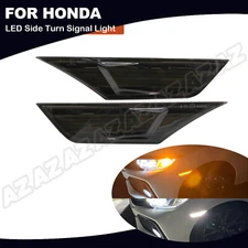 For 16-21 Honda Civic 10th Gen Switchback LED Side Marker Turn Signal Lamp Smoke