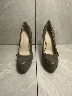 Colin Stuart grey suede zippered platform stiletto heels Size 8
