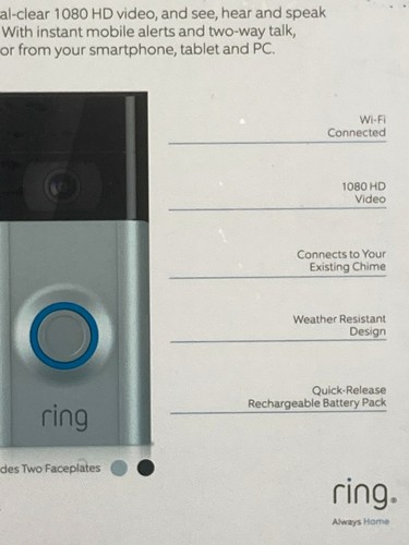 Ring Video Doorbell 2. 1080 HD Camera! Wireless & Wi-Fi Connected Compatible - Picture 9 of 12