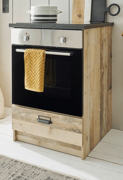 Herdumbauschrank KüChe Unterschrank Used Wood Vintage KüChenschrank Stove 60 Cm-image