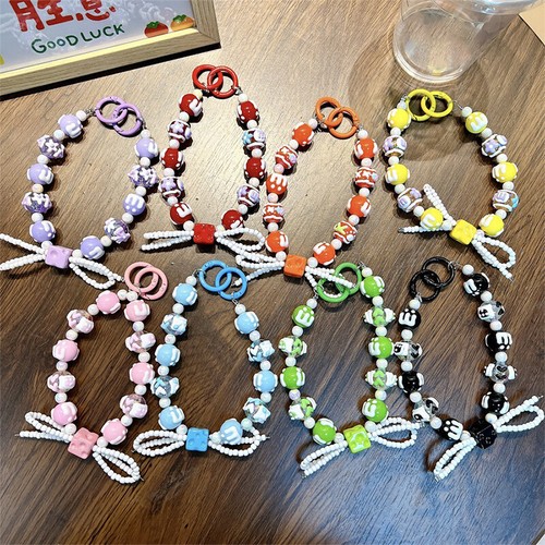 Y2K Korean Sweet Bow Beaded Phone Lanyard Wristband Phone Chain Keyring Pendant - 第 10/19 張圖片