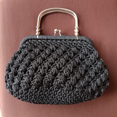 Borsetta Borsa nera elegante vintage per matrimonio in paglia