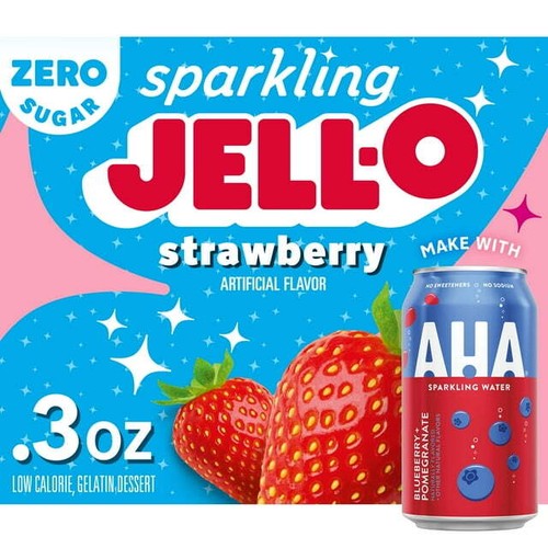 Sparkling Jell-O Zero Sugar Strawberry, lime or lemon Gelatin Mixes 0.3 Oz - Picture 2 of 3