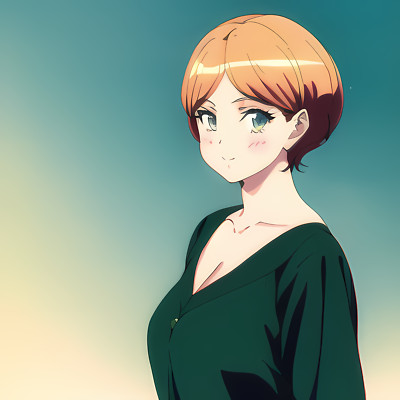 Anime Girls Novel Ai Face Redhead Gradient Looking  Gaming Mat Desk 10424