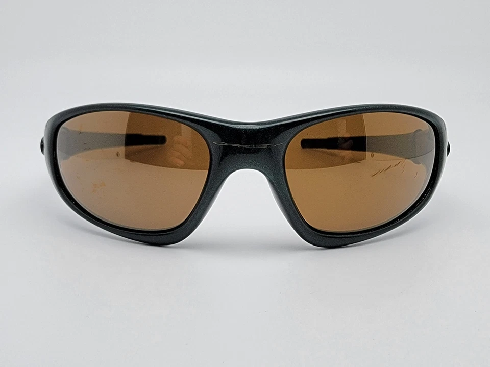 Gafas de sol Oakley 04-036 chaqueta recta Gen 1 marco esmeralda lentes doradas iridio Foto 2 de 4
