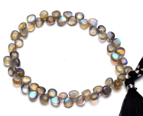 Rainbow Fire Labradorite Heart 6mm Size Smooth Beads 8" AAA Grade Natural Gem - Picture 1 of 5