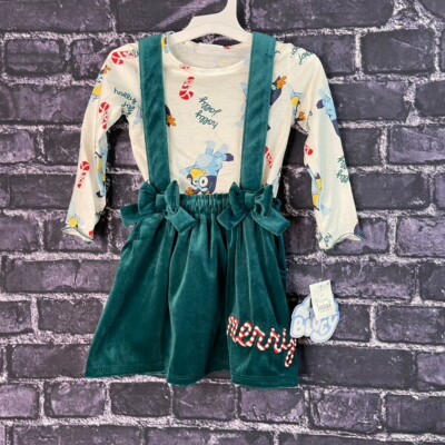 Bluey 2T MERRY Christmas 2pc Long Sleeve Top Skirtall Set Romper Dress Green | eBay Bluey 2T MERRY Christmas 2pc Long Sleeve Top Skirtall Set Romper Dress Green | eBay