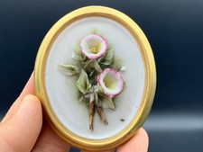 VTG Old Italian CAPODIMONTE Miniature Hand Painted Relief Flowers Wall Plaque