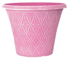 Plastic Round Garden Plant Pot Flower Pots Planter Pastel Shades Criss Cross 12"