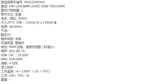 1 pcs Sanyo 12038 12CM 9GV1224P1H01 DC24V 0.8A high air volume cooling fan - Picture 2 of 2