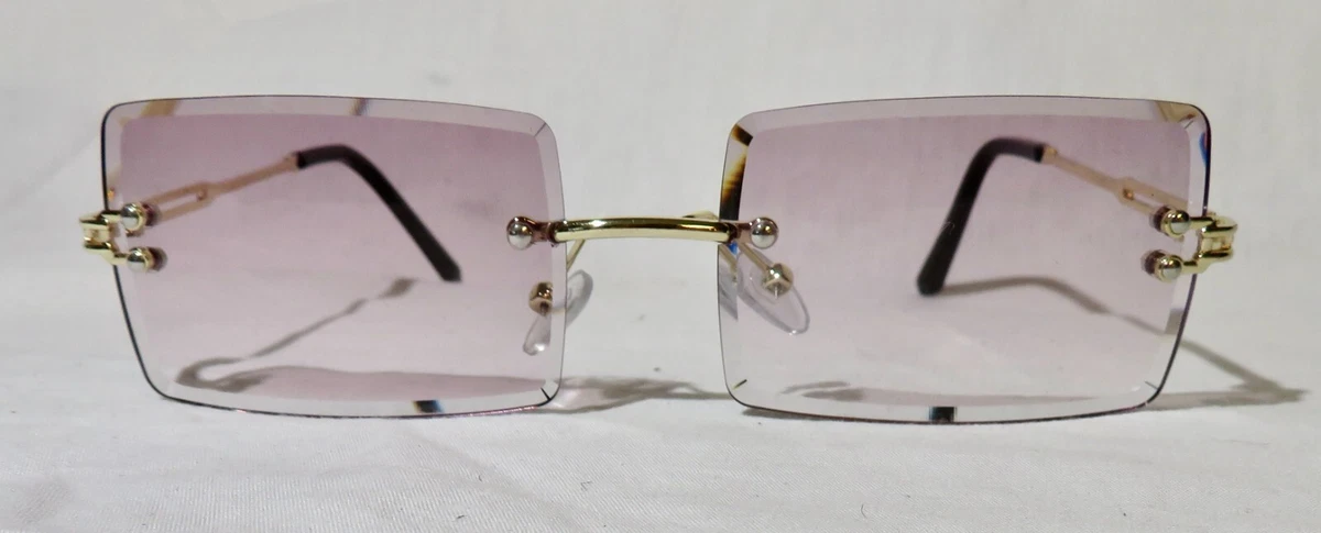 Rimless square hotsell frame sunglasses shein