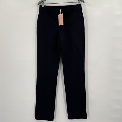 #ad Quince Women#x27;s Navy Blue Ultra Stretch Ponte Pant Straight Leg M Petite 28quot; NWT $34.90