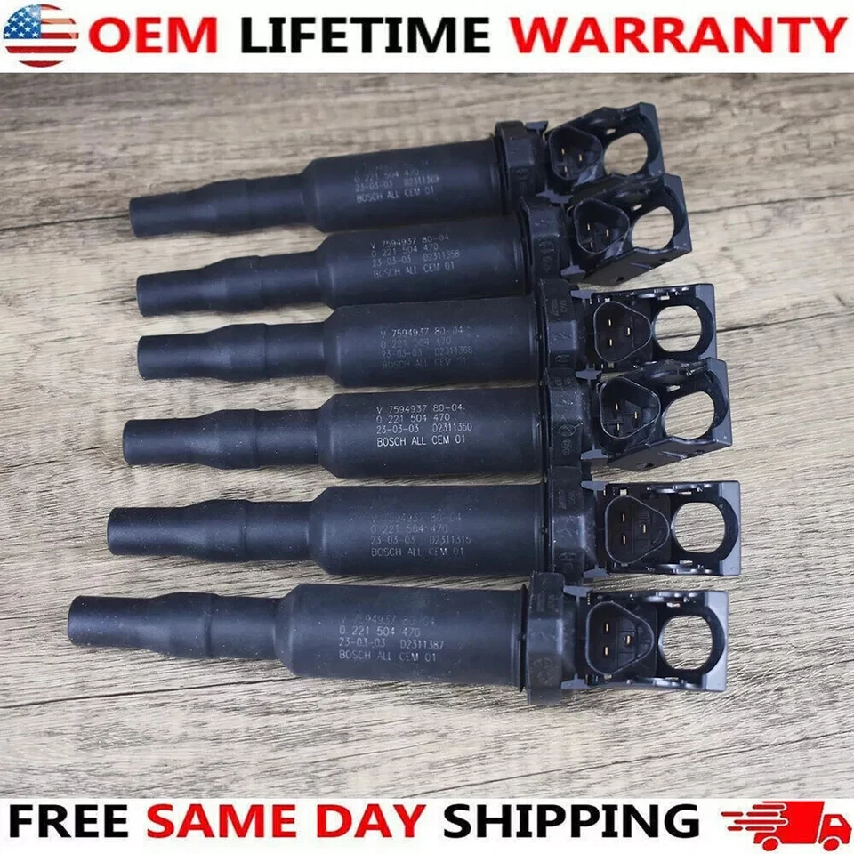 6PCS OEM 0221504470 Ignition Coils For Bosch BMW 325i 328i 335 525 528 530 535 — 第 4/4 张图片