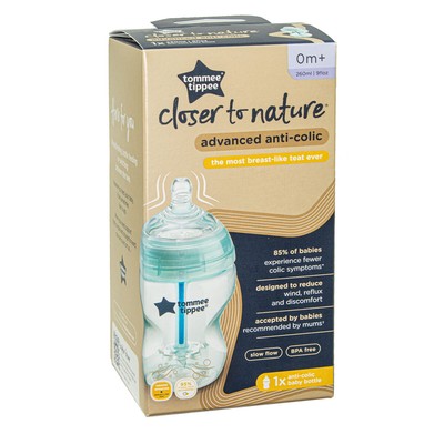 Tommee Tippee Advanced Anti-Colic Blue Bottle 260ml With Heat Sensing Tube New
