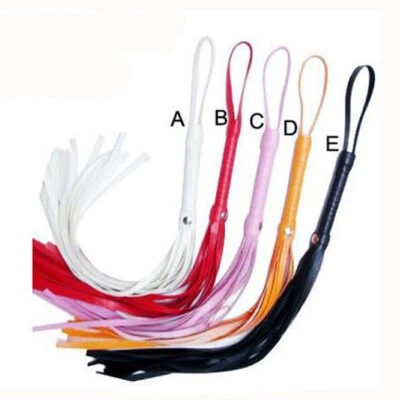 1PC Black/ Red/ Pink/ white Small PU Leather Flogger Whip 45CM