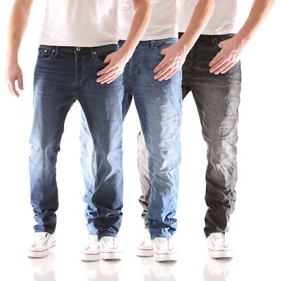 JACK & JONES - MIKE COMFORT TAPERED - HERREN JEANS HOSE - viele Waschungen