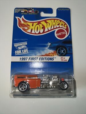 1997 Hot Wheels #514 First Editions 7/12 WAY 2 FAST Orange Unpainted Base Malays