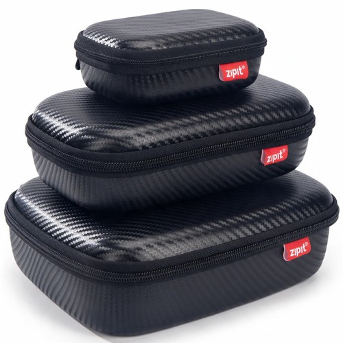Electronics Storage Racks Box ZIPIT 3-Pack Electronic Organizer Storage Box, Hard Shell Set, Black ...