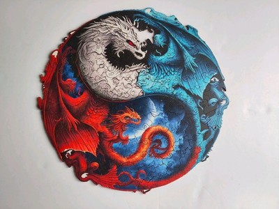 A3 Dragon Yin-Yang Wooden Puzzle - Used - Missing One Piece - Tub Damaged