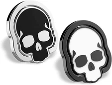 homEdge Cell Phone Skull Ring Grip, Set of 2 Packs 360° Black and White 