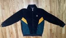 Vintage FILA Velour Forrest green Yellow Green Colorblock Jamaica Track Jacket