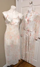MADISON STUDIO Women’s Size Medium Sheer Floral Nightgown/Matching Robe NWOT