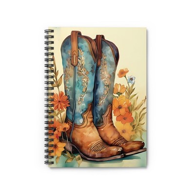 Rustic Floral Cowboy Boots Spiral Notebook