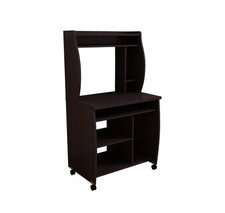 Microwave cart computer cart utility cart with hutch shelves spice rack mobile