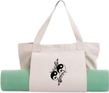 Canvas Yoga Mat Tote Bag Multi-Purpose Gym Bag for Women with Mat Carrier Po