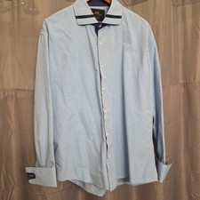 Steven Land Mens Shirt Trim Fit 17 1/2 Multicolor Blue Button Up French Cuffs