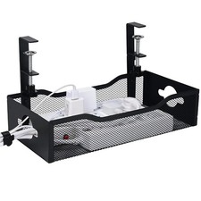 Large Under Desk Cable Management Tray - Heavy Duty Metal Cord Organizer with...