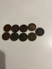 Indian Head Cent Lot Of 9   1800s Dates Bronze Circulated