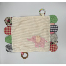 Modern Baby Pink Elephant Security Blanket Teether Taggie Crinkle Lovey Girl