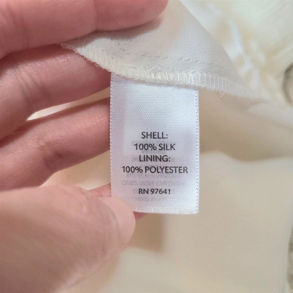 J. Jill Cream Short Sleeve Blouse Women Size XL 100% Silk Romantic Victorian - Image 4 of 4