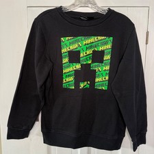 Minecraft Mad Engine Kids Large Black Green Graphic Print Pullover Sweatshirt