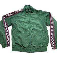 Urban Outfitters Retro Vintage Inspired Green Check Stripe Windbreaker Medium
