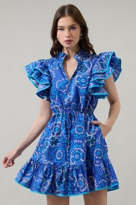 SUGARLIPS Curve NWT $95 Kenner Alina Floral A-Line Ruffle Shift Dress Size M