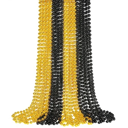 SHAOQINLIN 12 PCS Gold Black New Year Beads Necklaces, 33'' New Year Eve Necklac - product listing photo