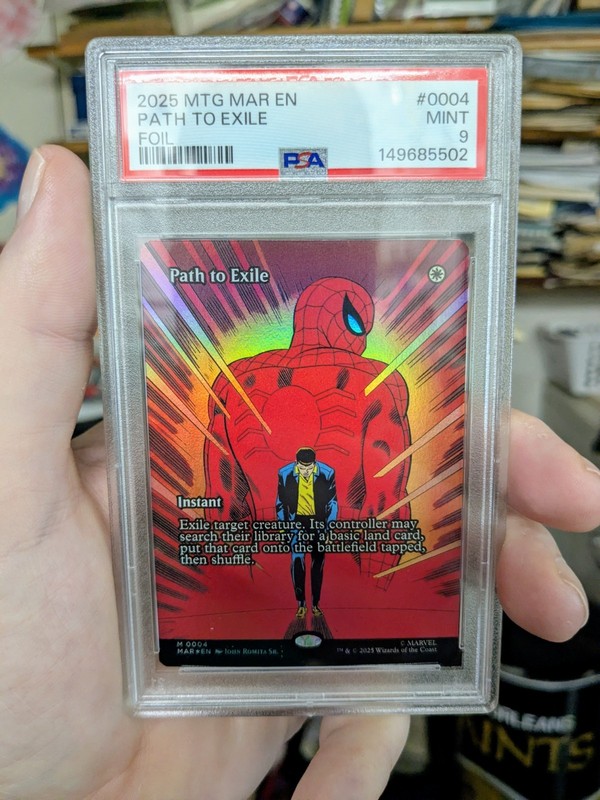 MTG MARVEL SPIDER-MAN FOIL Path to Exile PSA GRADE 9