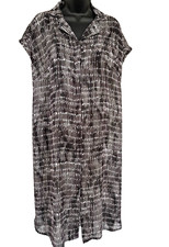 Womens H by Halston Dress Button Down Front Cap Sleeves Curved Hem