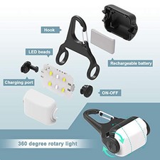 Dog Lights for Night Walking, Clip on USB Rechargeable Dog Collar Light, White