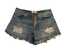 Free People Distressed Ripped Jean Raw Hem Shorts 29 EUC