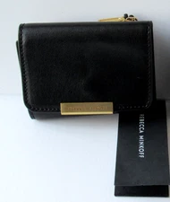 REBECCA MINKOFF Genuine Leather Insider Compact Wallet Black  NWT $98