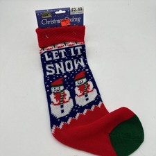 NEW Vintage Knit Let It Snow Christmas Stocking Christmas Retro Decor