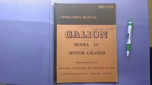 Galion Model 40 Motor Grader Owners operation manual, Instruction book - Bild 2 von 5