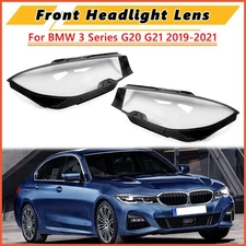 For BMW 3 Series G20 G21 2019-21 Clear Headlight Lens Headlamp Cover Left+Right