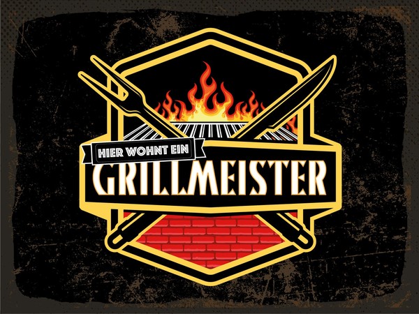 Blechschild 20X30 Cm Hier Wohnt Ein Grillmeister Deko Geschenk Schild-image