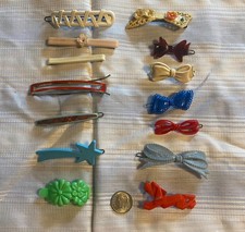 Vintage Hair Barrette Clip Lot 14 Clips Little Girl Doll Novelty