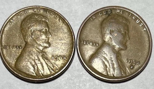 1934 P &D LINCOLN WHEAT PENNIES-LOT OF 2