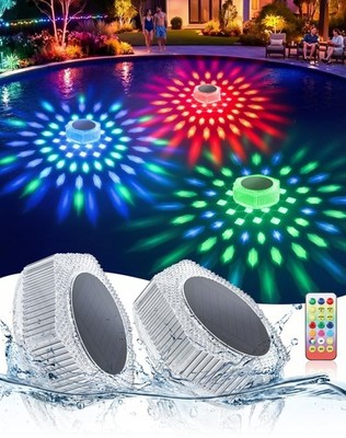 Best BUCASA Solar Floating Pool Lights, 2 Pack RGB LED Lights with Remote, IP68